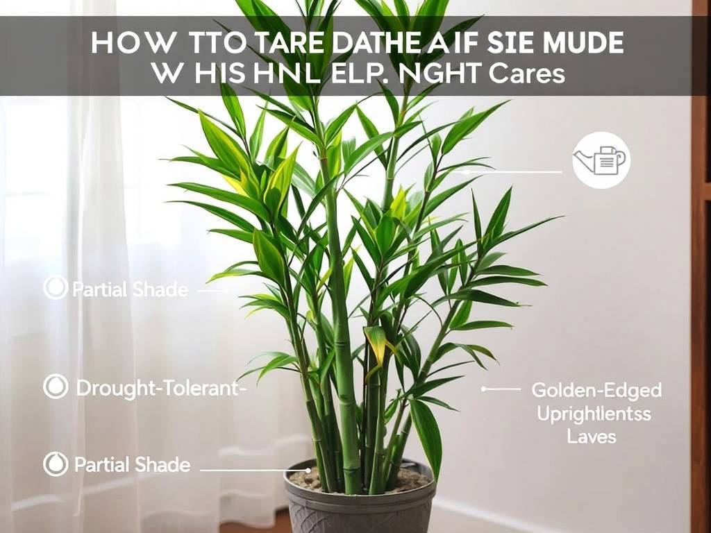 How to Care for Lucky Bamboo (Golden Edge)? Partial shade, drought-tolerant, golden-edged upright leaves