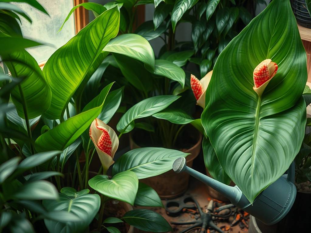 How to Care for Alocasia (Pointed Leaf)? Warm humid, pointed green leaves, spathe flowers