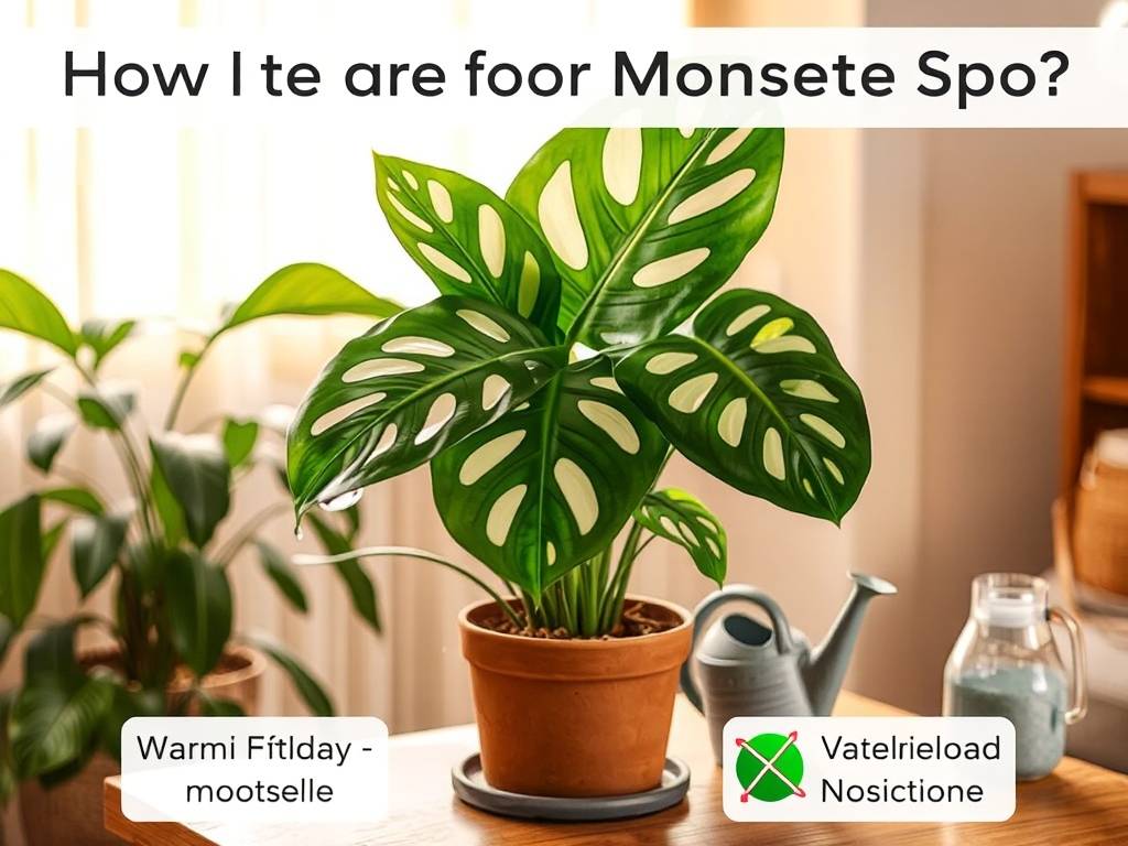 How to Care for Monstera (White Spot)? Warm filtered light, moist, no waterlogging, white-spotted leaves