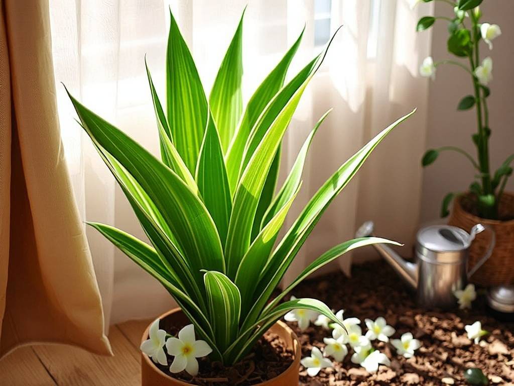 How to Care for Snake Plant (Silver Stripe)? Shade-tolerant, drought-tolerant, silver-striped leaves, white flowers(1)