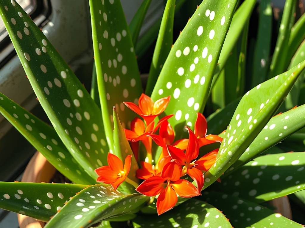 How to Care for Aloe Vera (Spotted)? Strong light, dry-tolerant, spotted leaves, orange-red flowers