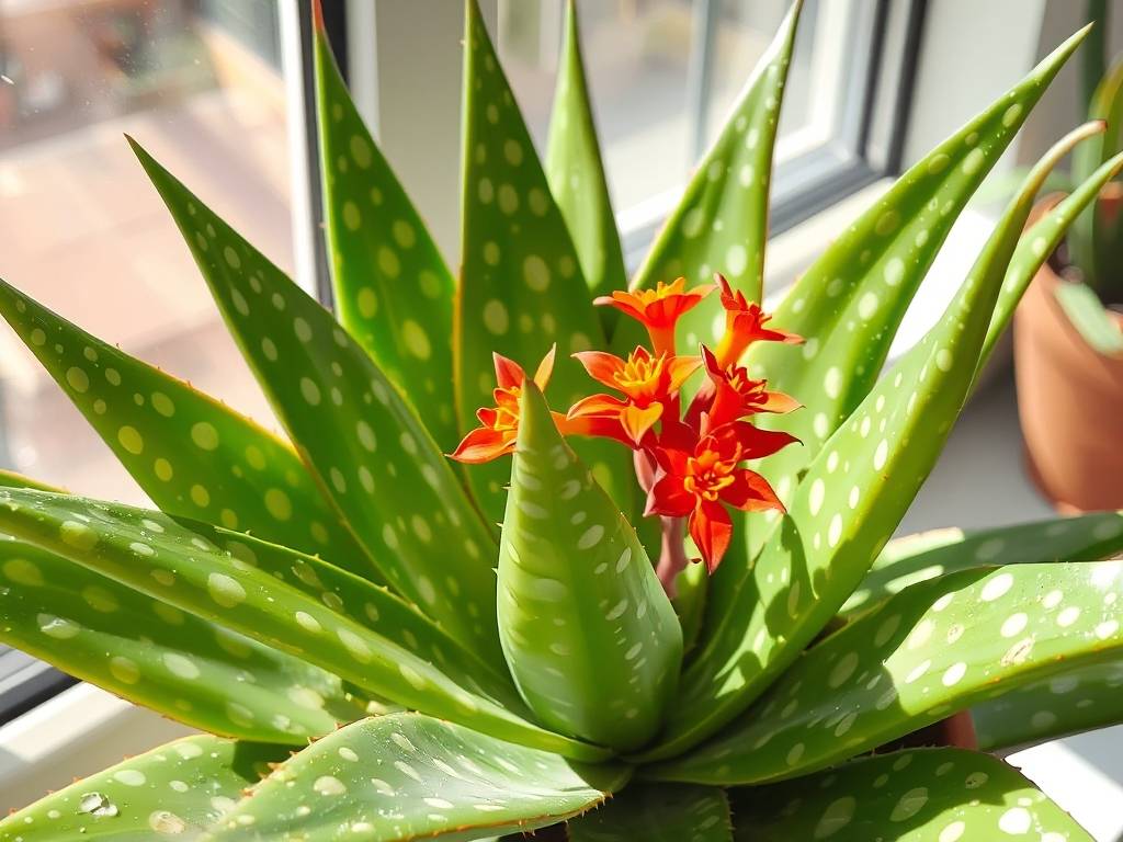 How to Care for Aloe Vera (Spotted)? Strong light, dry-tolerant, spotted leaves, orange-red flowers(1)