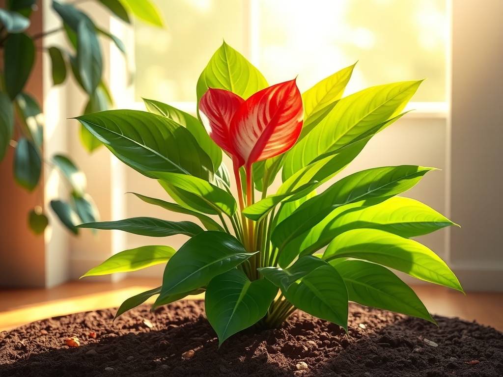 How to Care for Anthurium? Warm filtered light, moist, no waterlogging, flame-like flowers