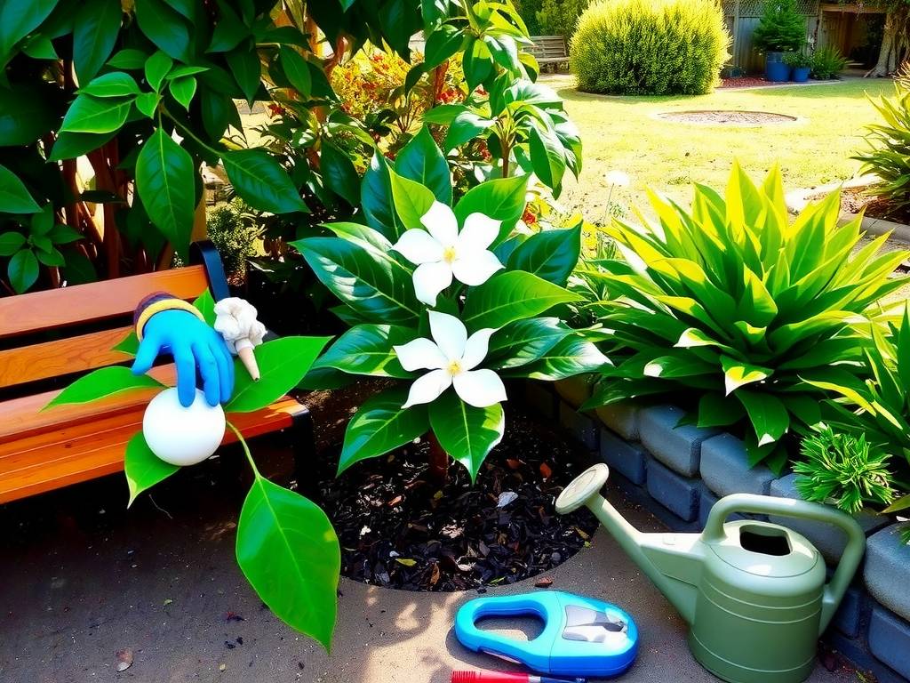 How to Care for Gardenia (Large Leaf)? Acidic soil, light-loving, avoid strong sun, moist, no waterlogging