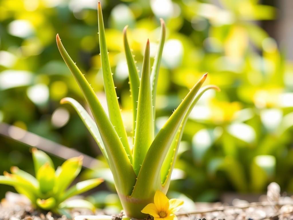 How to Care for Aloe Vera (Small)? Strong light, dry-tolerant, small thick green leaves, yellow flowers
