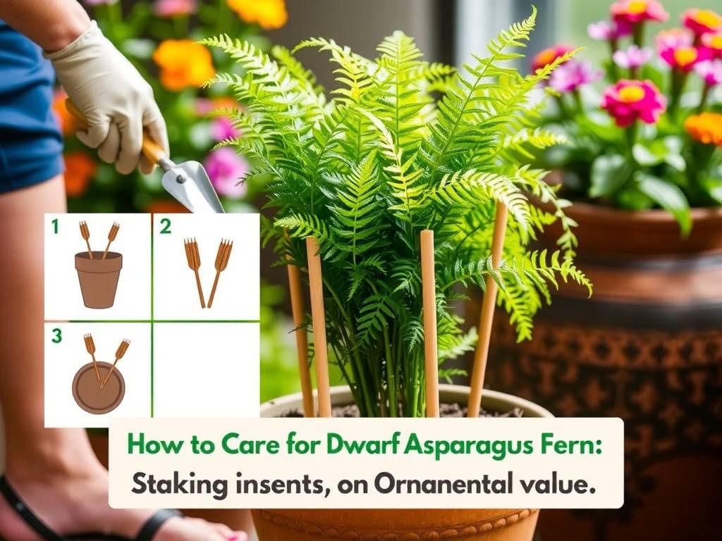 How to Care for Dwarf Asparagus Fern - Staking to Enhance Ornamental Value