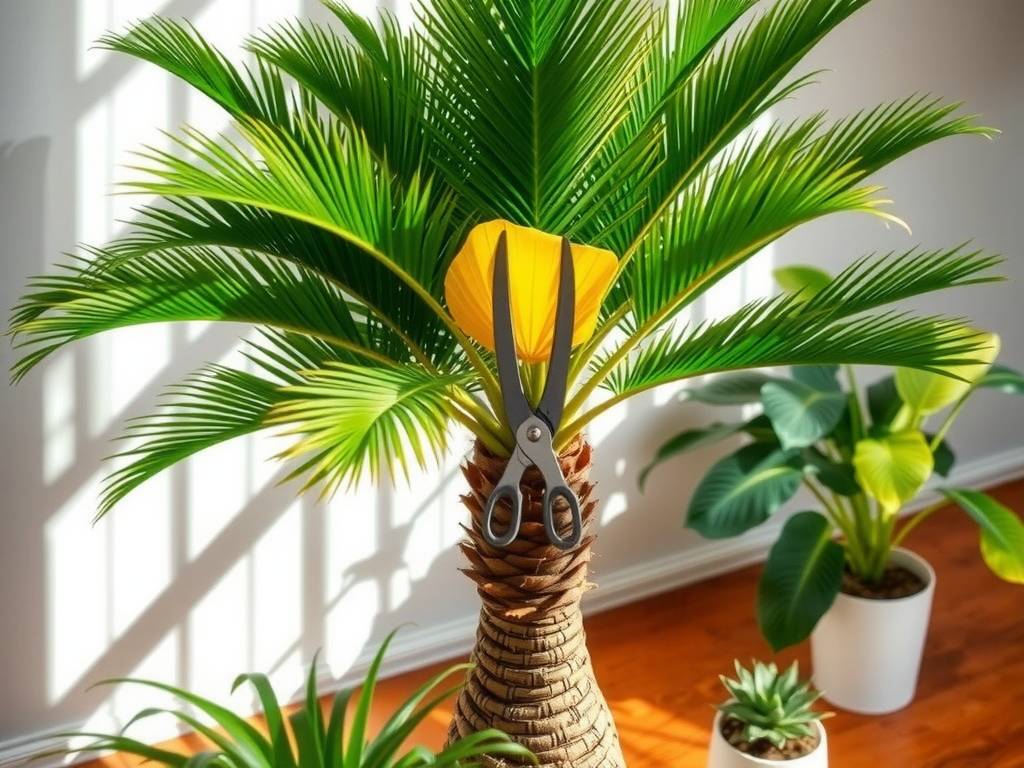 How to Care for Large Areca Palm - Prune Yellow Leaves to Promote New Growth