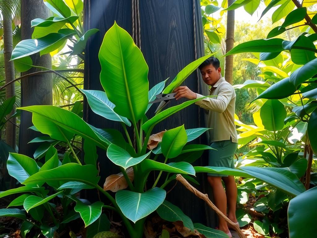How to Care for Large Alocasia Macrorrhiza - Prune to Shape for Attractive Form