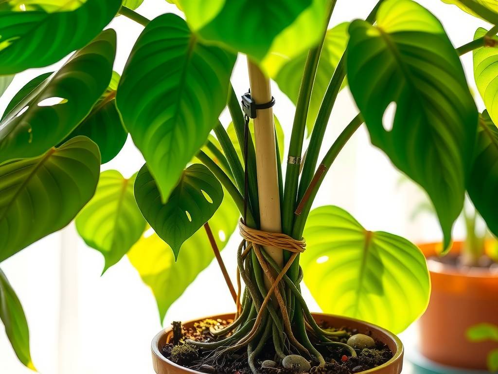 How to Care for Large Philodendron Selloum - Staking to Prevent Lodging