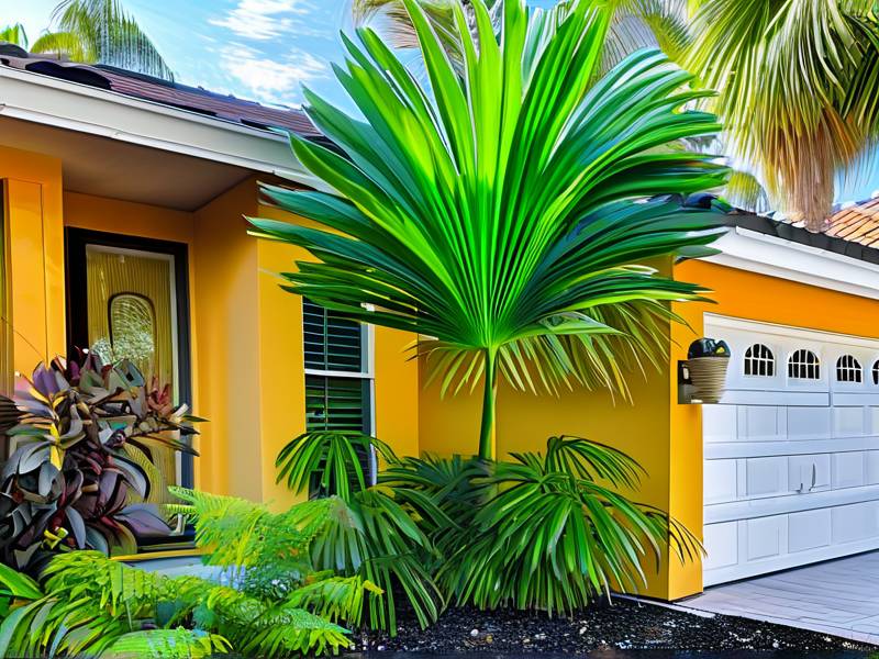 How to Care for Large Hawaii Palm - Warm Semi-Shade Moist Avoid Waterlogging Large Tall Green Foliage