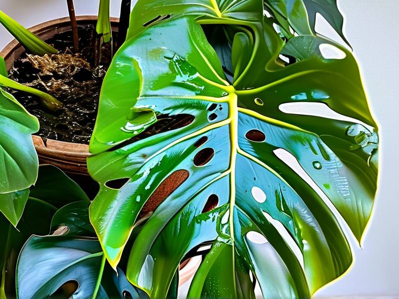 How to fix large water‑soaked necrotic spots on monstera obliqua leaves(1)